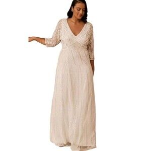 BHLDN Ellesmere Bridal Beaded Gown Womens 22W Fairy Destination Wedding Flawed